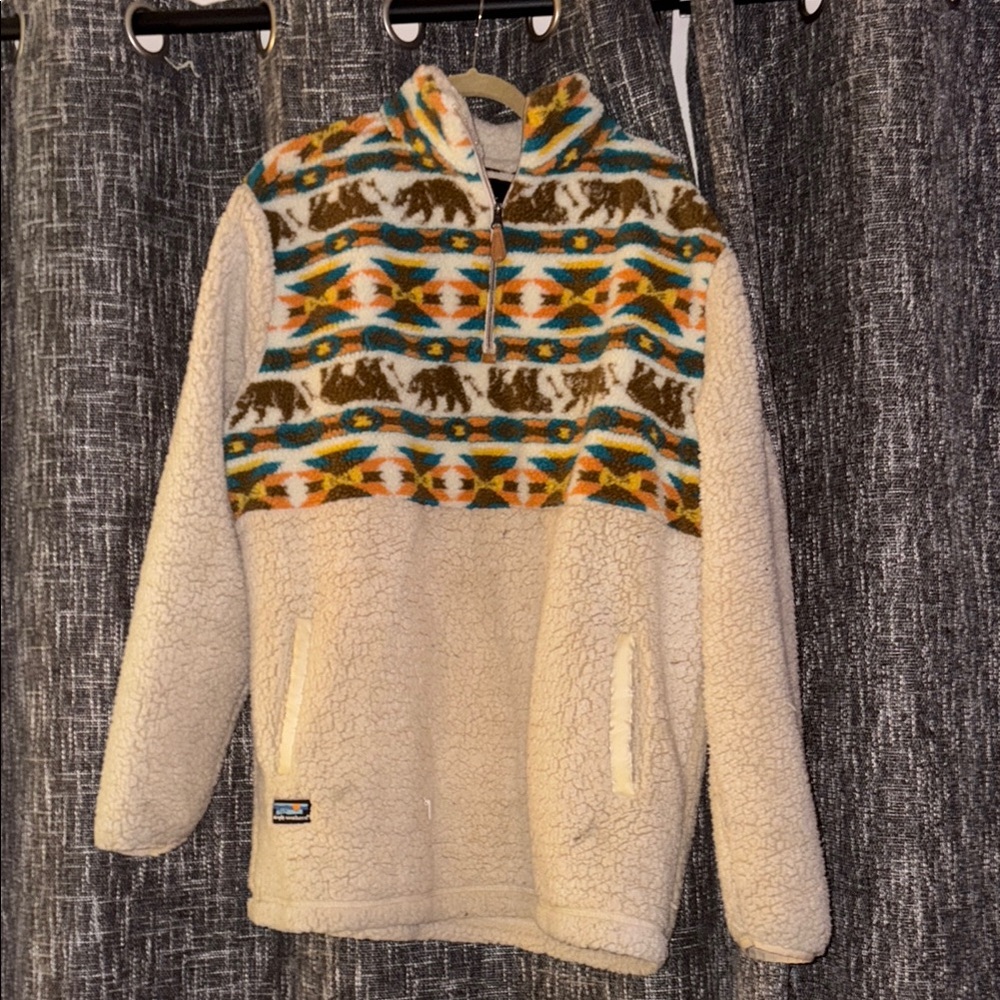 Simply Southern Cream Zip Up Sweater with Plush Texture